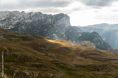 Breathtaking landscape of mountain ranges. Majestic stone hills. Background