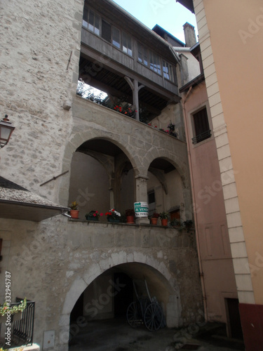 Chambéry, France - August 5th 2011 : Medieval covered passage, connecting two buildings together.