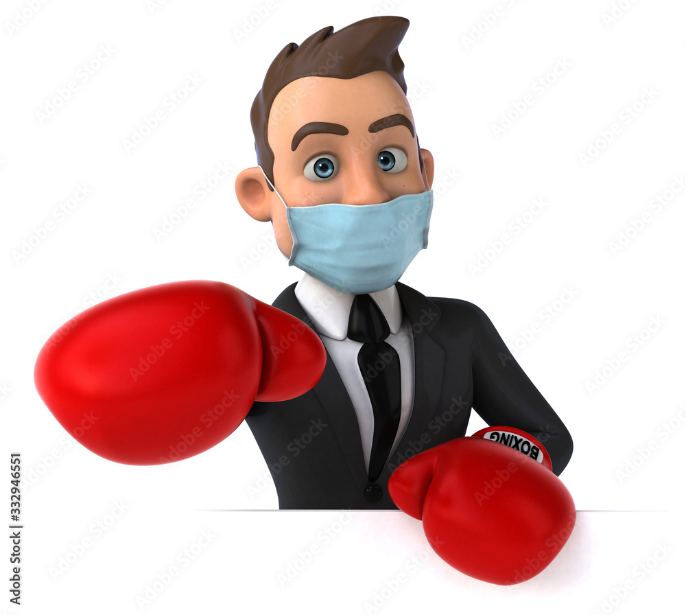 3D illustration of a cartoon character with a mask 3D illustration of a cartoon character with a mask