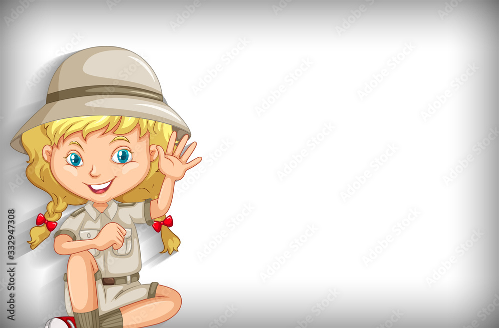 Background template with plain color wall and happy girl Background template with plain color wall and happy girl