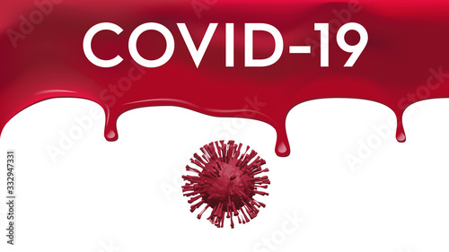 Vector illustration of influenza viruses infecting human bodies with blood flowing from top