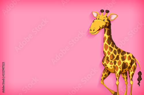 Background template design with plain color and giraffe