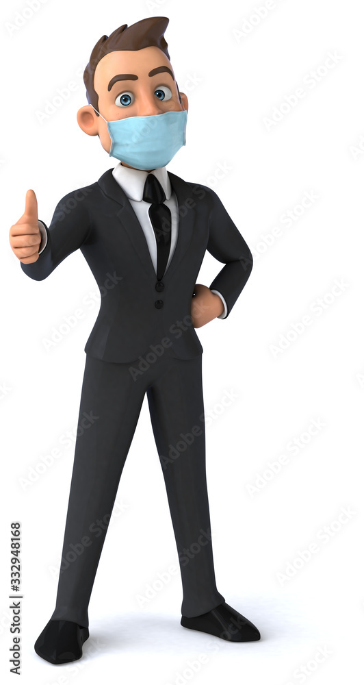 3D illustration of a cartoon character with a mask 3D illustration of a cartoon character with a mask