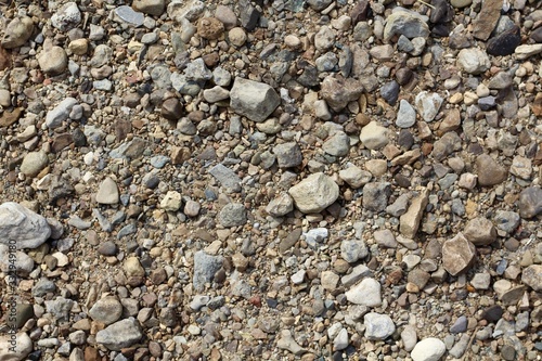 A close view of the rock and pebble gravel surface. 