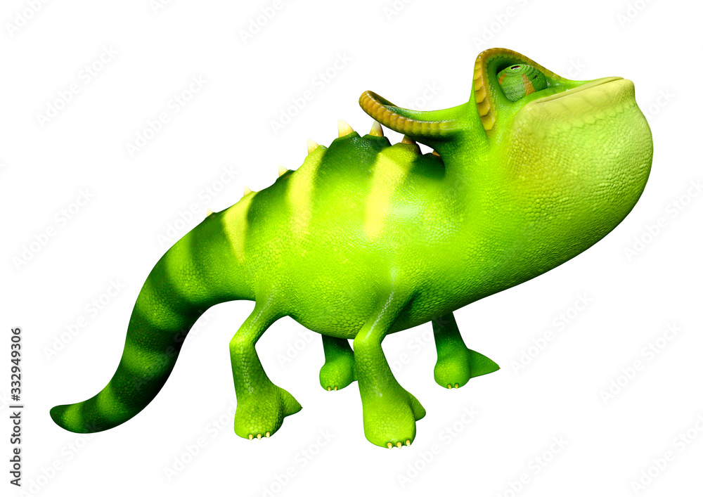 Obraz premium 3D Rendering Green Chameleon on White