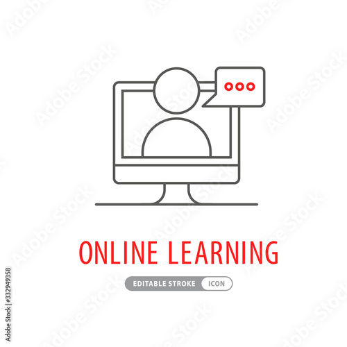 webinar e-learning line black icon