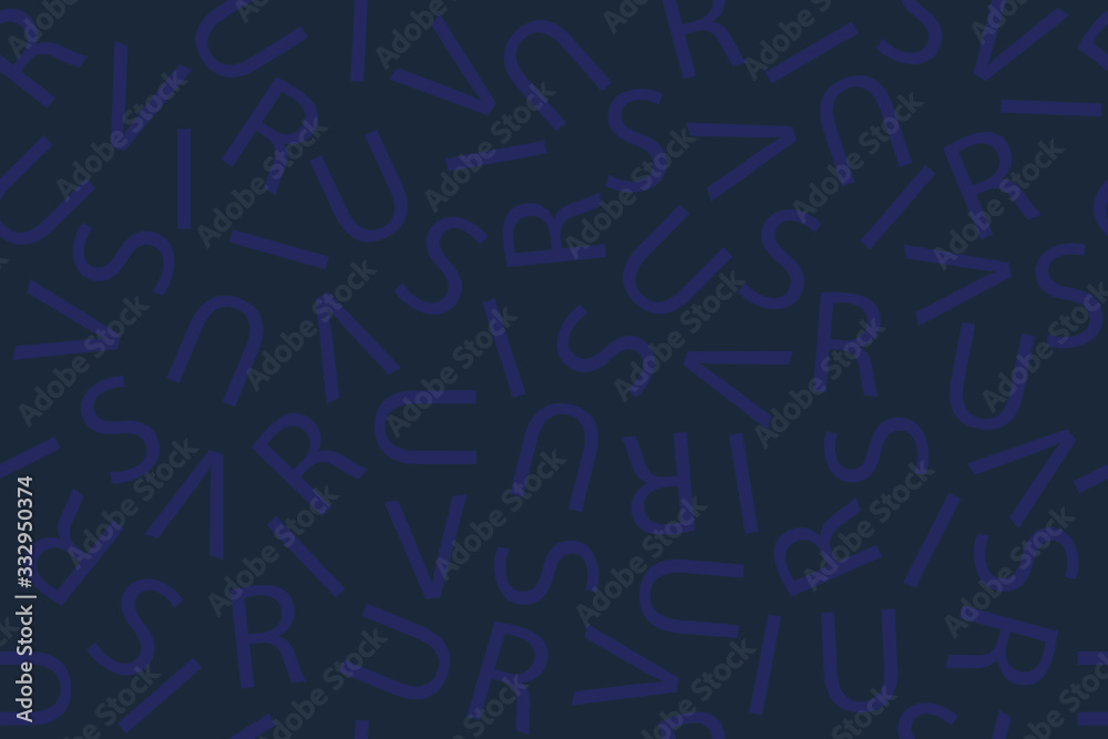 Virus. A seamless pattern of the letters of the word 'virus'; typographic background. Variation in dark gray. Virus. A seamless pattern of the letters of the word 'virus'; typographic background. Variation in dark gray.