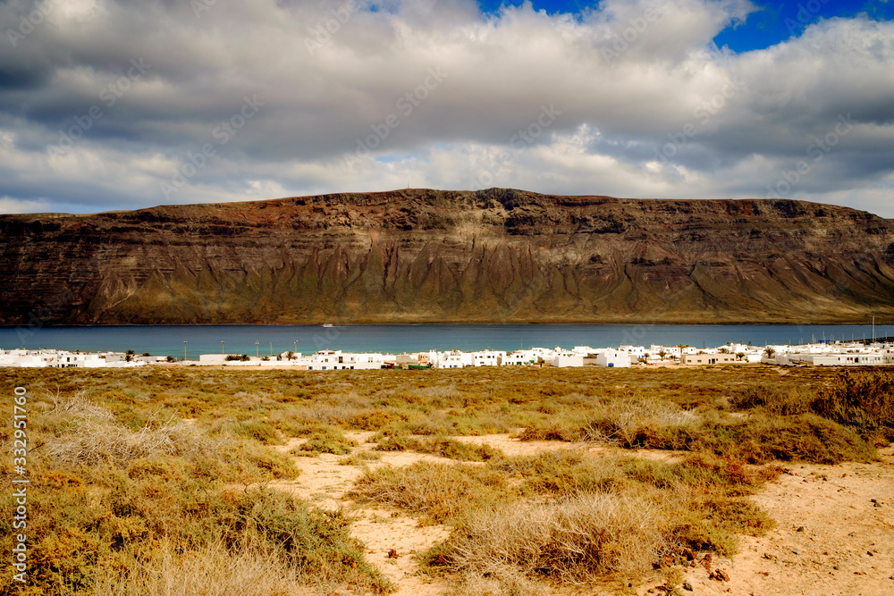 view of caleta de sebo in the coastline of la graciosa, canary islands