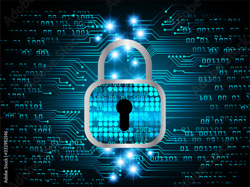 Closed Padlock on digital background, cyber security