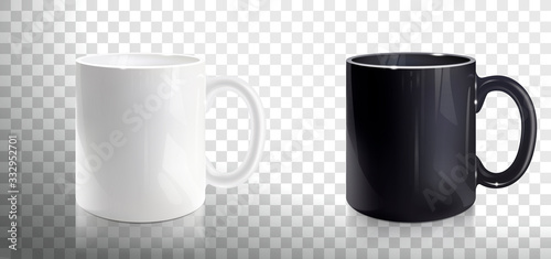 Empty White and Black Mugs