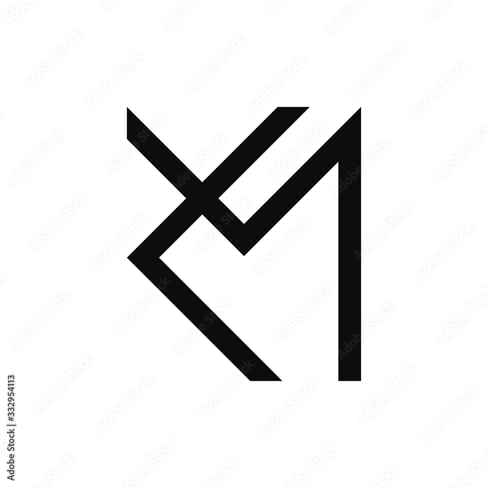 Fototapeta premium Minimalist letter KM logo template
