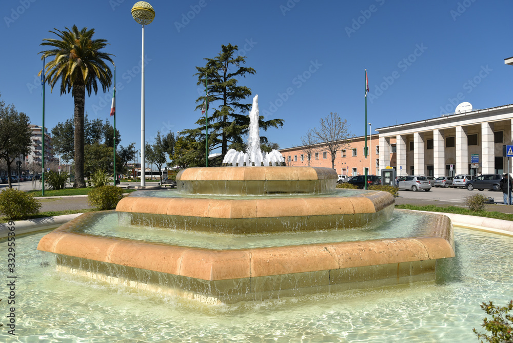 Fountain in the City of Foggia by Morning, Puglia, Italy