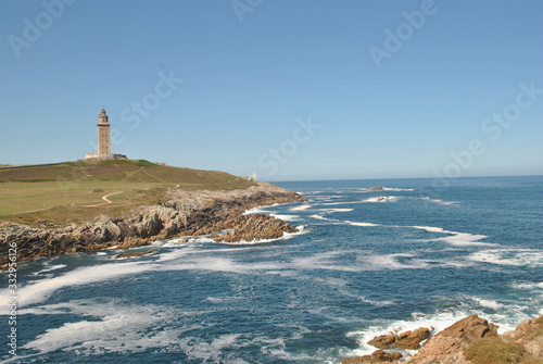 lighthouse on coast of ocean