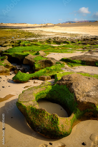rocks in a beach of la graciosa, canary islands, spain