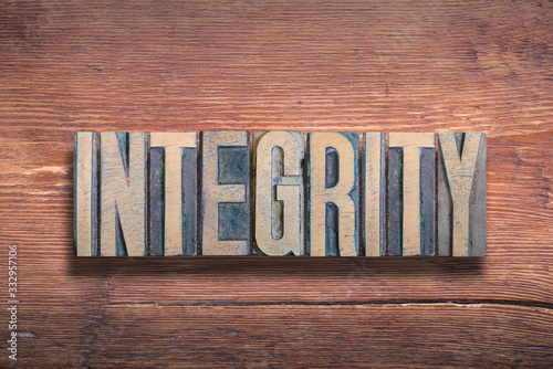 integrity word wood photo