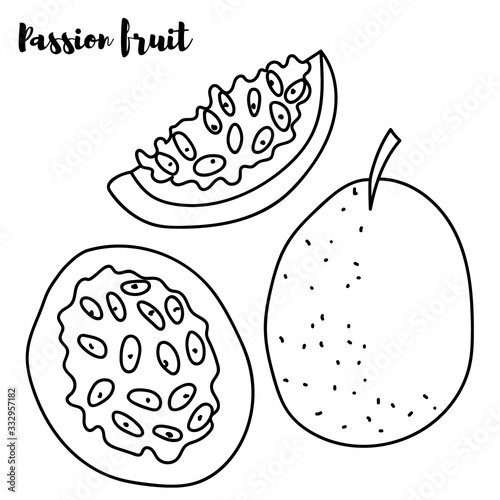 Vector passion fruit is isolated on a white background