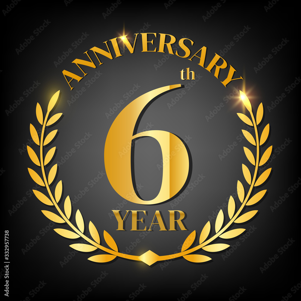 Naklejka premium 6th golden anniversary logo,