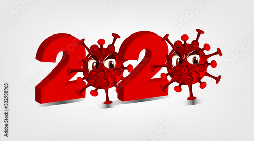 2020 of covid - 19. Coronavirus Warning sign with virus image on white background. vector image.