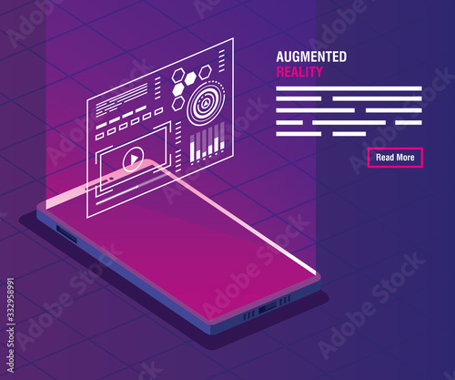 reality augmented technology with smartphone vector illustration design