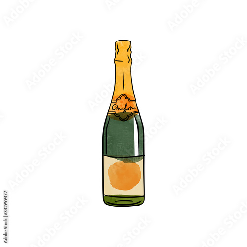 watercolor vector alkohol bottle illustration
