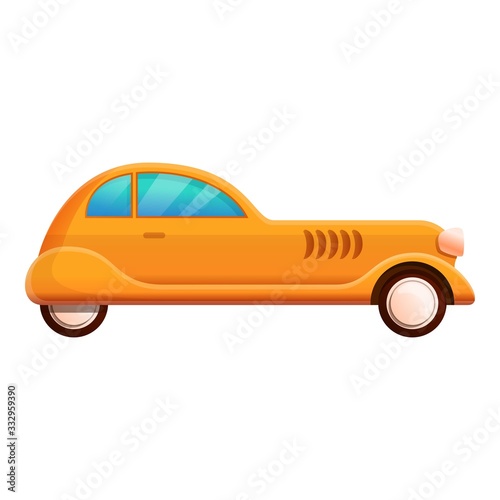 Orange retro car icon. Cartoon of orange retro car vector icon for web design isolated on white background