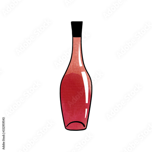 watercolor vector alkohol bottle illustration