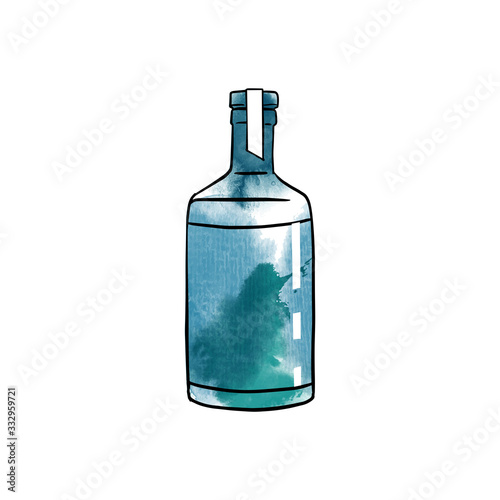 watercolor vector alkohol bottle illustration