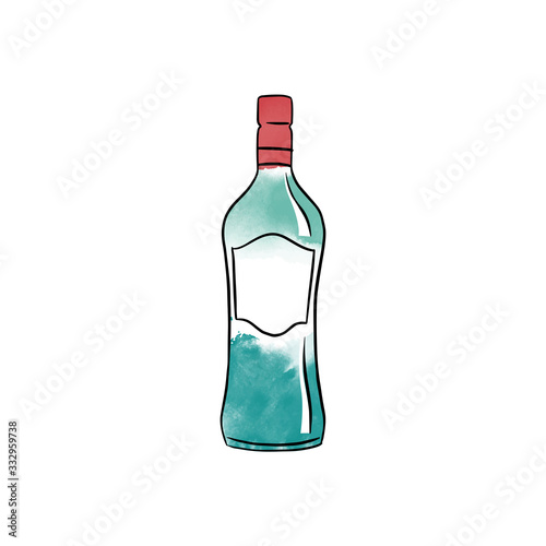 watercolor vector alkohol bottle illustration