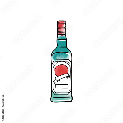 watercolor vector alkohol bottle illustration