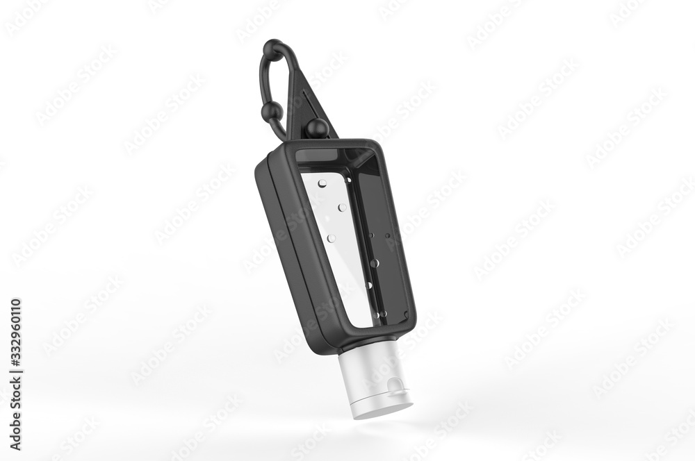 Blank promotional pocket hand sanitizer plastic bottle for branding, 3d render illustration. Blank promotional pocket hand sanitizer plastic bottle for branding, 3d render illustration.
