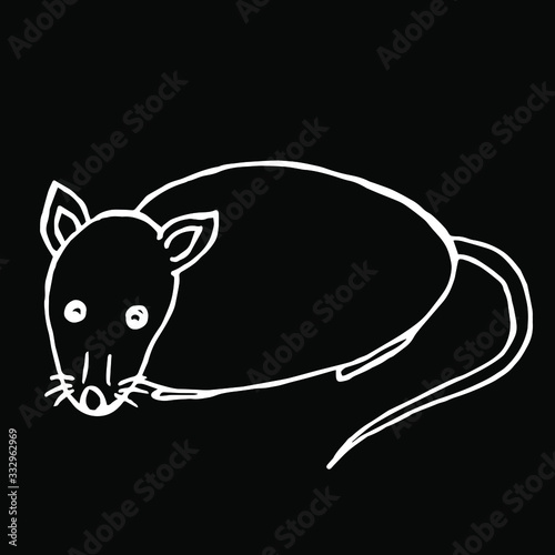  Vector illustration.Close-up mouse / rat on a black background.
