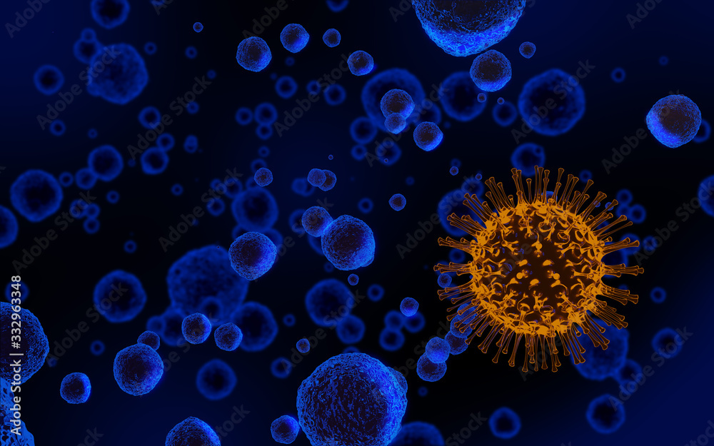 Corona Virus In Artery - Microbiology And Virology Concept - 3d Render Corona Virus In Artery - Microbiology And Virology Concept - 3d Render