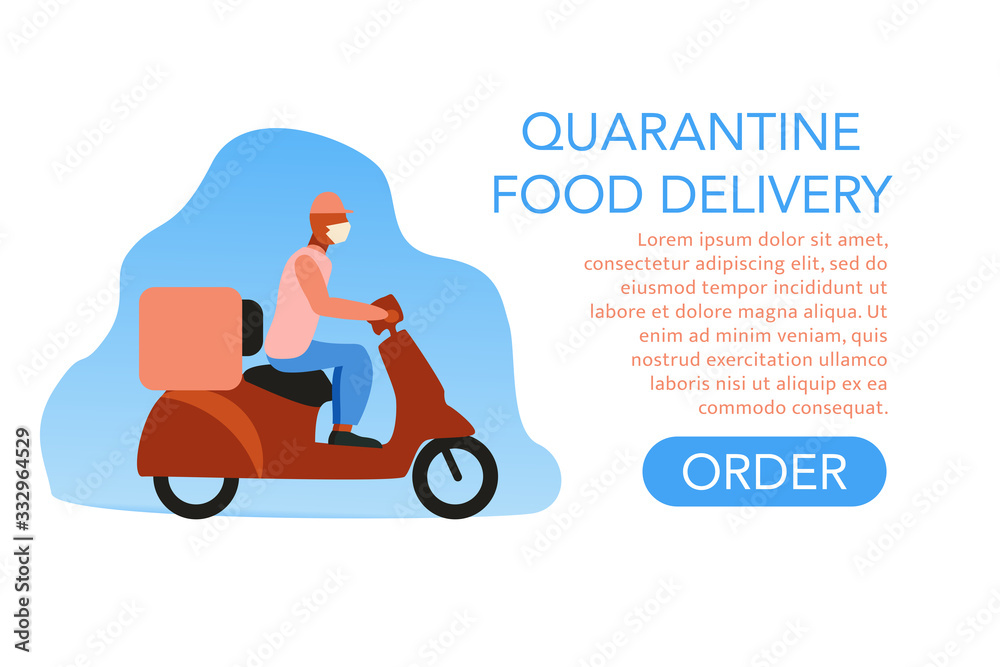 quarantine food delivery face mask isolation vector