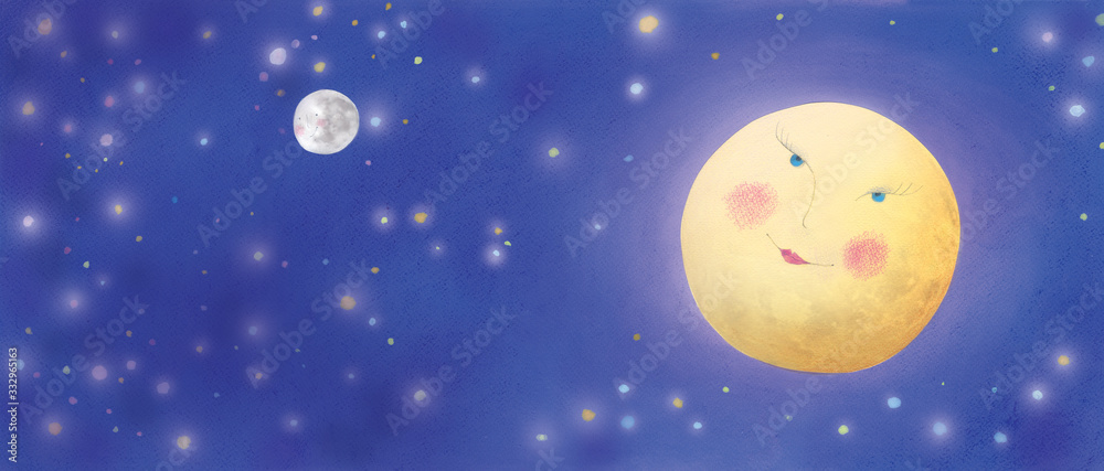 venus and moon in a blue starry universe venus and moon in a blue starry universe