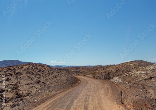 Dust road at the namib desert in Namibia