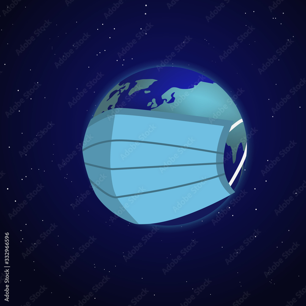 Coronavirus or Corona virus concept. Earth in a medical mask protects itself in spase. Coronavirus (2019-nCoV). Virus Covid 19-NCP Coronavirus or Corona virus concept. Earth in a medical mask protects itself in spase. Coronavirus (2019-nCoV). Virus Covid 19-NCP