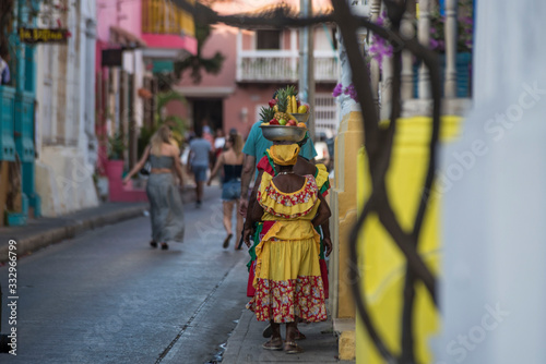 Colorful Fruit Ladies in Cartagena, Colombia