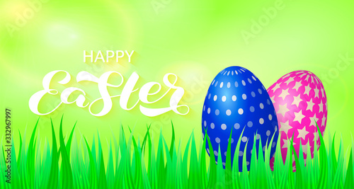 Happy Easter brush lettering. Vector stock illustration for banner or poster