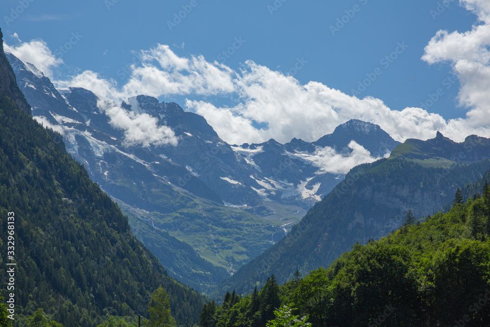 Mountain peaks in Switzerland, wilderness panorama
