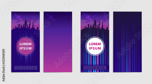 Retro futuristic flyer or other design in 1980s style. Futuristic vector backgroun