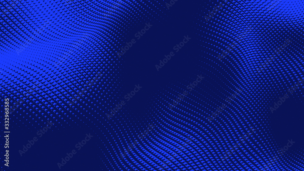 Dot blue wave light screen gradient texture background. Abstract  technology big data digital background. 3d rendering.