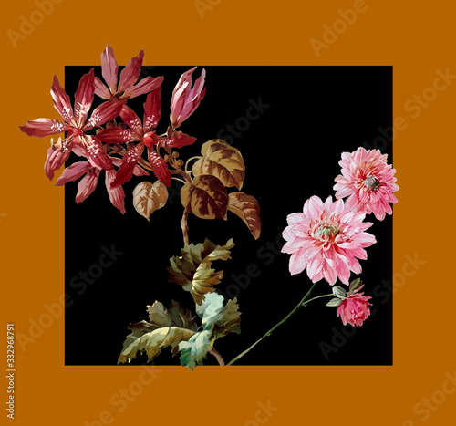 hand paintig flower Dahlia photo