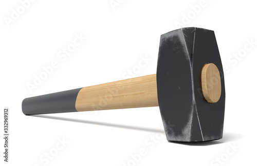 3d rendering of sledge hammer isolated on white background photo
