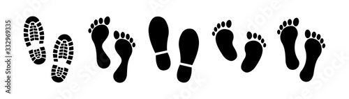 Different human footprints icon. Vector photo