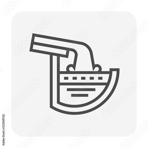Rain gutter icon with halfline shape and water drop. Include gutter guard also called gutter cover or gutter protection made from aluminum or plastic for protection from clogged and reduce cleaning.