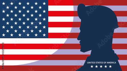 poster with american soldier in uniform, memorial day