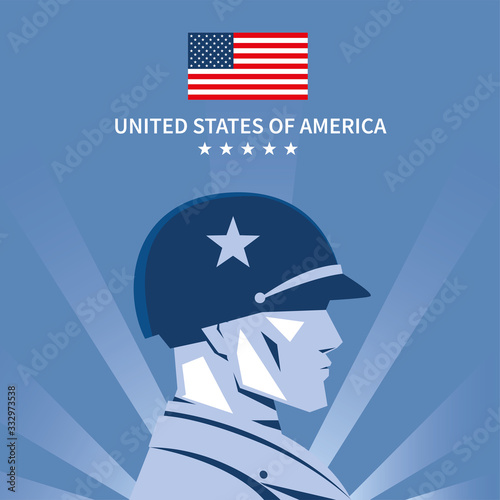 poster with american soldier in uniform, memorial day