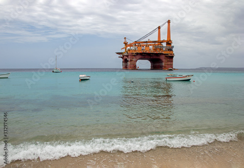 Drilling rig off the coast of Curacao