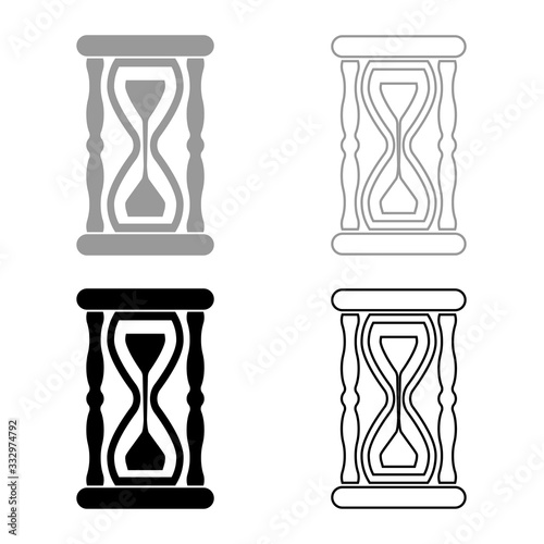 Hourglass Sand clock icon outline set black grey color vector illustration flat style image