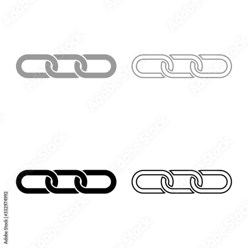 Chain links Interlock icon outline set black grey color vector illustration flat style image
